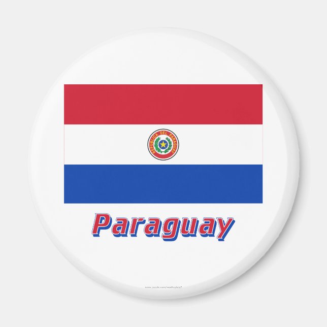 Imán Bandera de Paraguay con nombre (Frente)