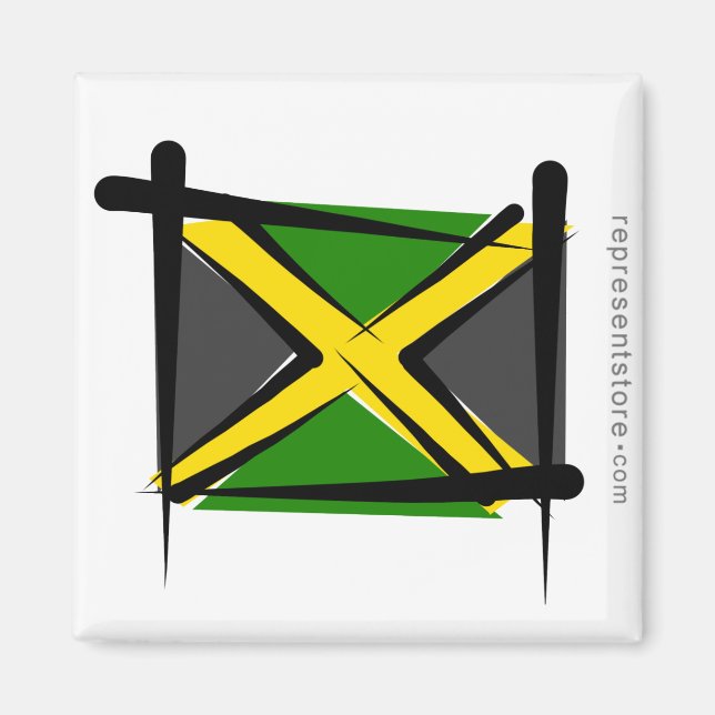 Imán Bandera de pincel de Jamaica (Frente)