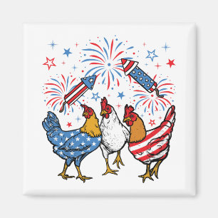 Imán Bandera de pollo de Estados Unidos Patriótica 4 de