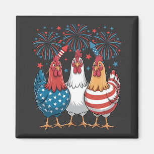 Imán Bandera de pollo de Estados Unidos Patriótica 4 de