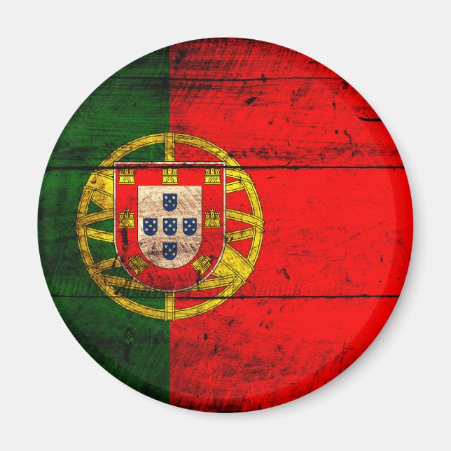 Imán Bandera de Portugal de madera antigua (Frente)