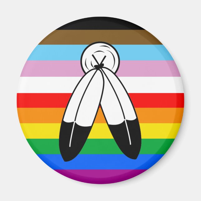 Imán Bandera de Progreso de Orgullo LGBTQ+ Two-Spirit (Frente)