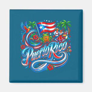 Imán bandera de puerto rico floral rana boricua hispáni