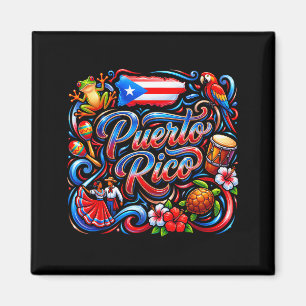 Imán bandera de Puerto Rico rana floral boricua hispáni