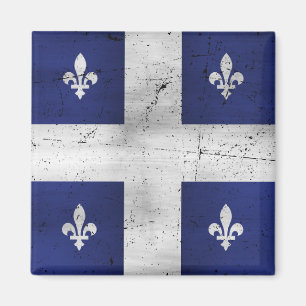 Imán Bandera de Quebec estilo grunge erosionado