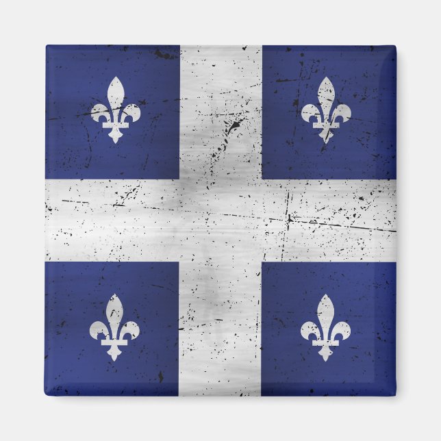 Imán Bandera de Quebec estilo grunge erosionado (Frente)