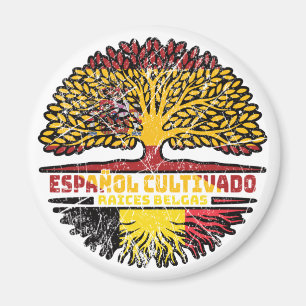 Imán Bandera de raíces de árbol de Bélgica España españ