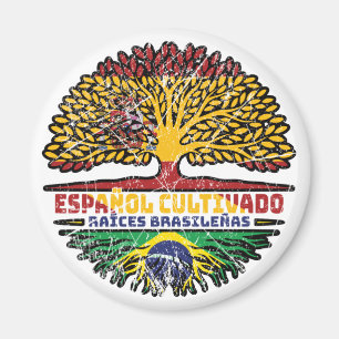 Imán Bandera de raíces de árbol de Brasil España españo