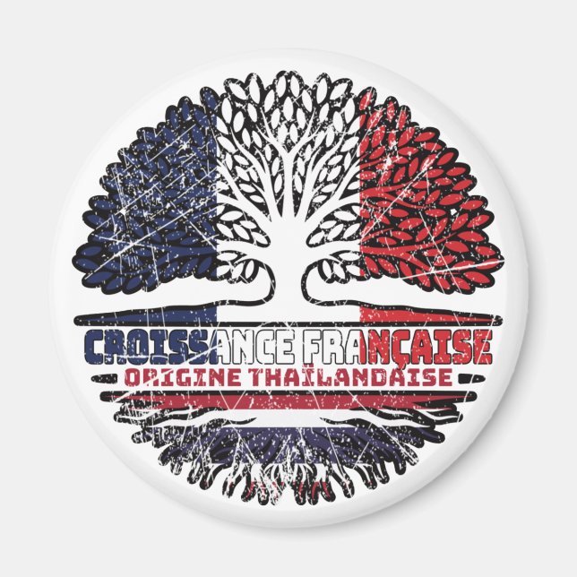 Imán Bandera de raíces de árbol de Tailandia tailandés  (Frente)