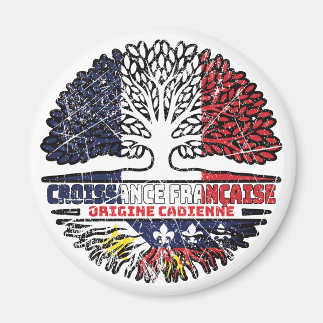 Imán Bandera de raíces de árbol francés cajún francés c (Frente)