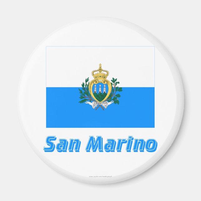 Imán Bandera de San Marino con nombre (Frente)