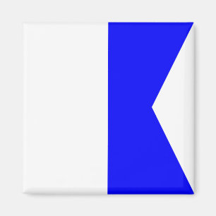 Imán Bandera de Señalización Marina: Letra "A" (Alfa)