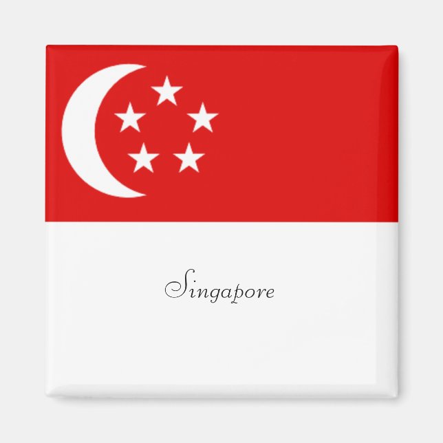 Imán Bandera de Singapur, etiquetada, (Frente)