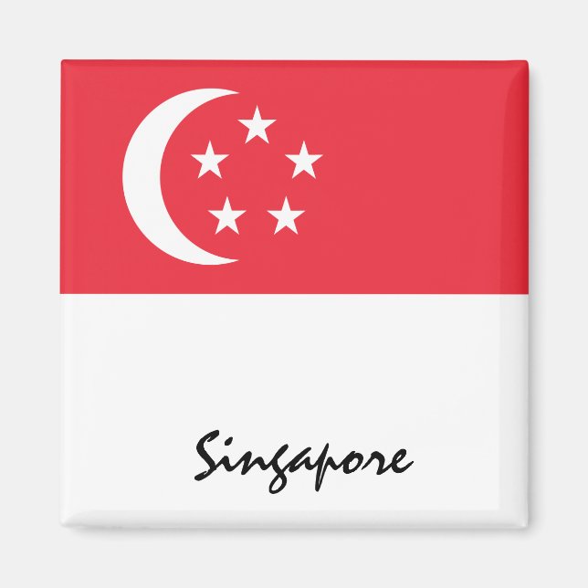 Imán Bandera de Singapur y hinchas de feriados/deportes (Frente)