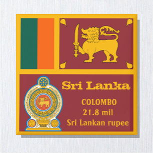 Imán Bandera de Sri Lanka y Emblema Vajra, hinchas de v