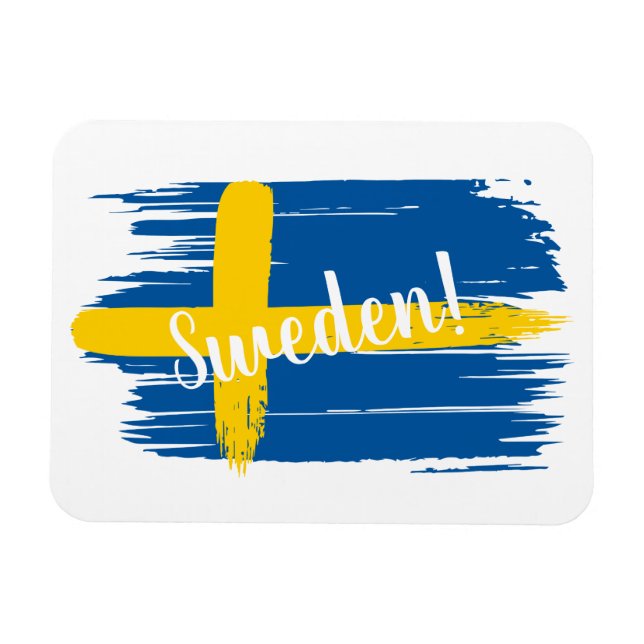 Imán Bandera de Suecia de pincel artístico (Horizontal)