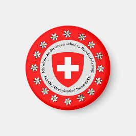 Imán Bandera de Suiza Edelweiss, Día Nacional Suizo
