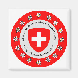 Imán Bandera de Suiza Edelweiss, Día Nacional Suizo