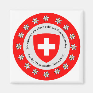 Imán Bandera de Suiza Edelweiss, Día Nacional Suizo