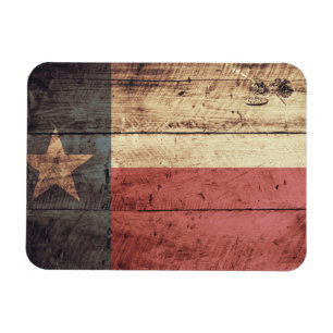 Imán Bandera de Texas de madera vieja