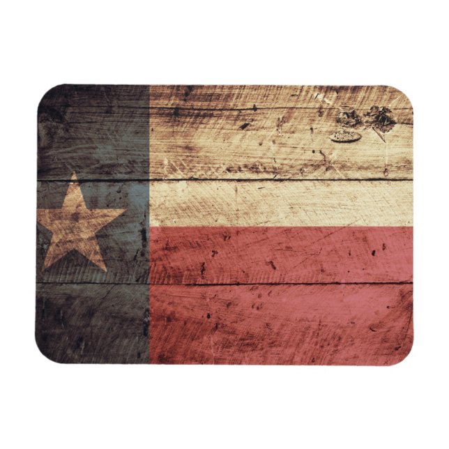 Imán Bandera de Texas de madera vieja (Horizontal)