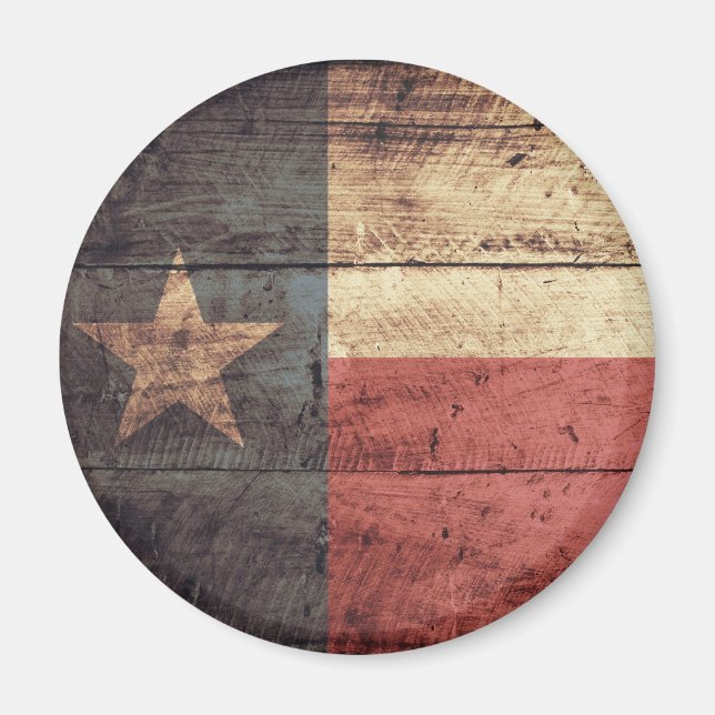 Imán Bandera de Texas de madera vieja; (Frente)