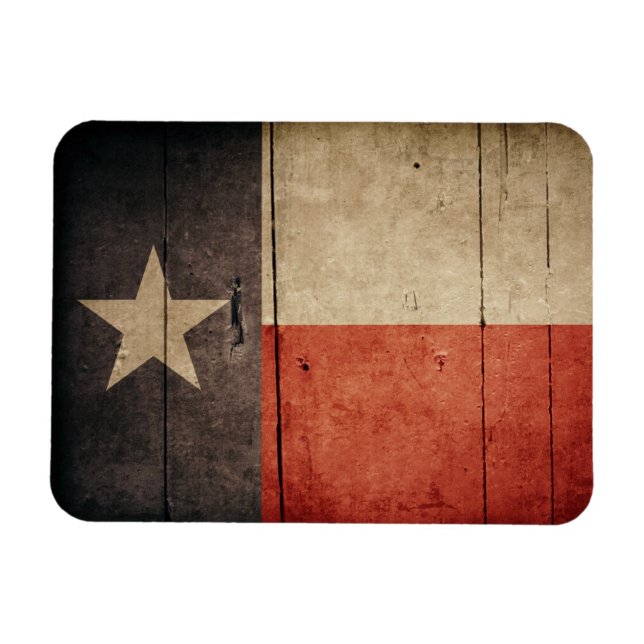 Imán Bandera de Texas Rugged Wood (Horizontal)
