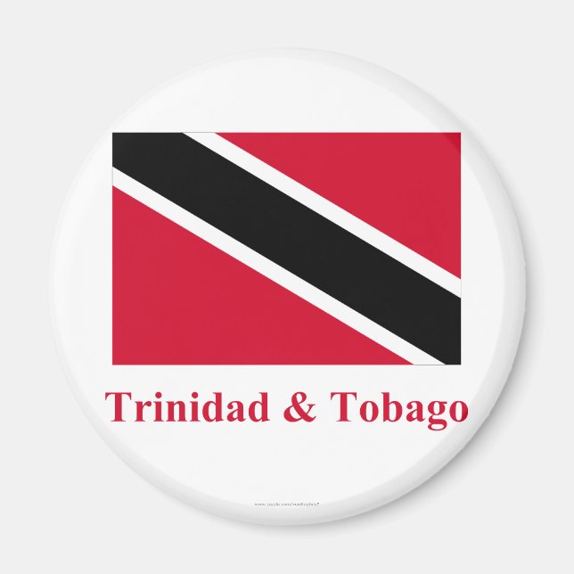 Imán Bandera de Trinidad y Tobago con nombre (Frente)