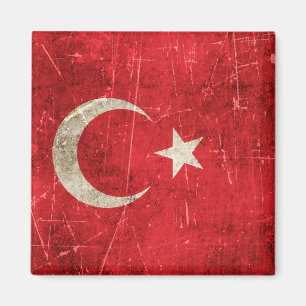Imán Bandera de Turquía de edad vintage y rasgada