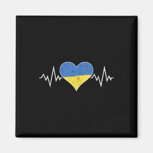 Imán Bandera de Ucrania Corazón Vintage Latido Ucrania 
