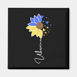 Imán Bandera de Ucrania Corazones de Girasol