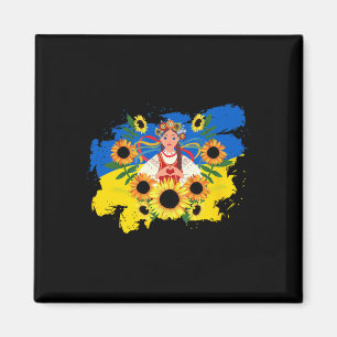 Imán Bandera de Ucrania Floral Mujer Corazón Manos Apoy