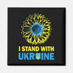 Imán Bandera de Ucrania Me mantengo con Ucrania Girasol