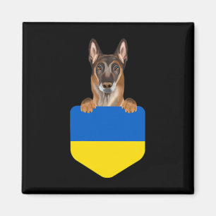 Imán Bandera de Ucrania Perro Malinoi Belga En Bolsillo