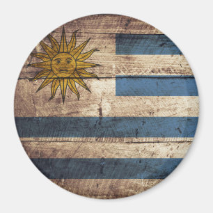 Imán Bandera de Uruguay en grano de vieja madera