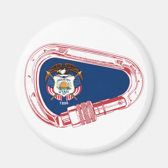 Imán Bandera de Utah Escalando Carabiner (Frente)