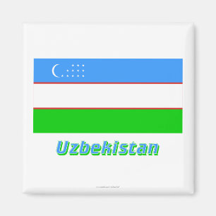 Imán Bandera de Uzbekistán con nombre