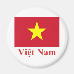 Imán Bandera de Vietnam con nombre en vietnamita