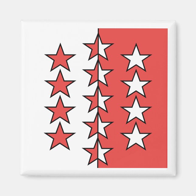 Imán Bandera del Cantón de Valais, Suiza (Frente)