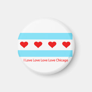 Imán Bandera del Corazón de Chicago - Amo x 4 Chi Round