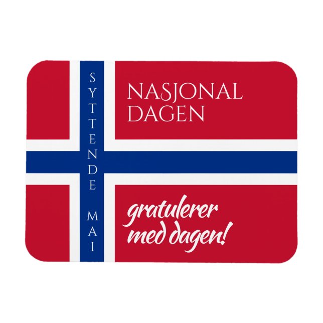 Imán Bandera del Día Nacional Noruego del 17 de mayo (Horizontal)