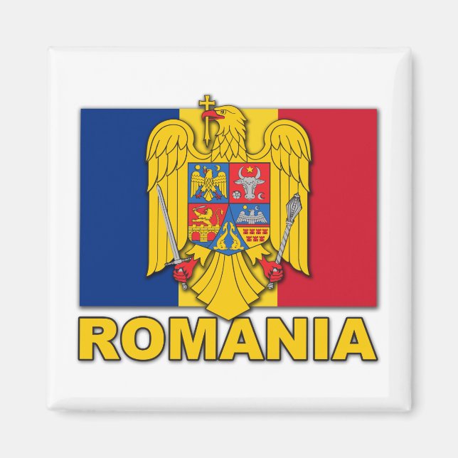 Imán Bandera del Escudo de Armas de Rumania (Frente)