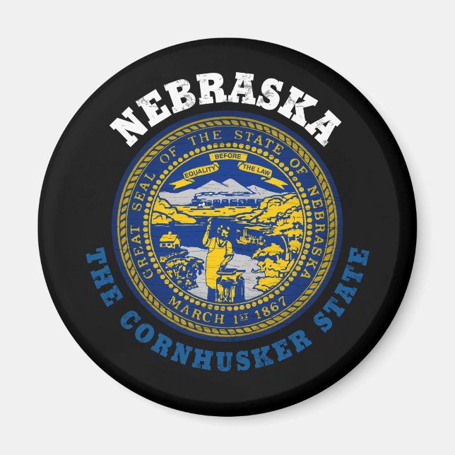 IMÁN BANDERA DEL ESTADO DE CORNHUSKER DE NEBRASKA (Frente)