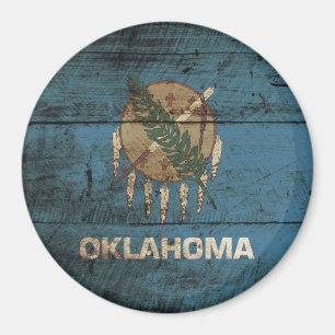 Imán Bandera del estado de Oklahoma en antiguo grano de