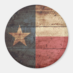 Imán Bandera del estado de Tejas en grano de madera