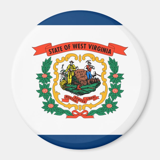 Imán Bandera del estado de Virginia Occidental (Frente)
