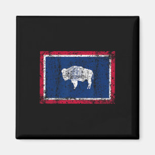 Imán Bandera del estado de Wyoming Regalo vintage para