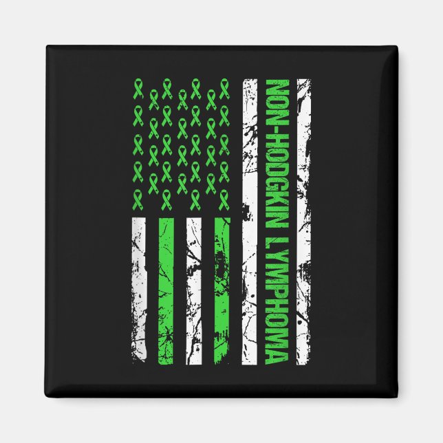 Imán Bandera del linfoma no Hodgkin Lime Cinta Verde (Frente)