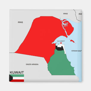 Imán bandera del mapa del país de Kuwait
