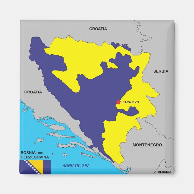 Imán Bandera del mapa político de Bosnia y Herzegovina (Frente)